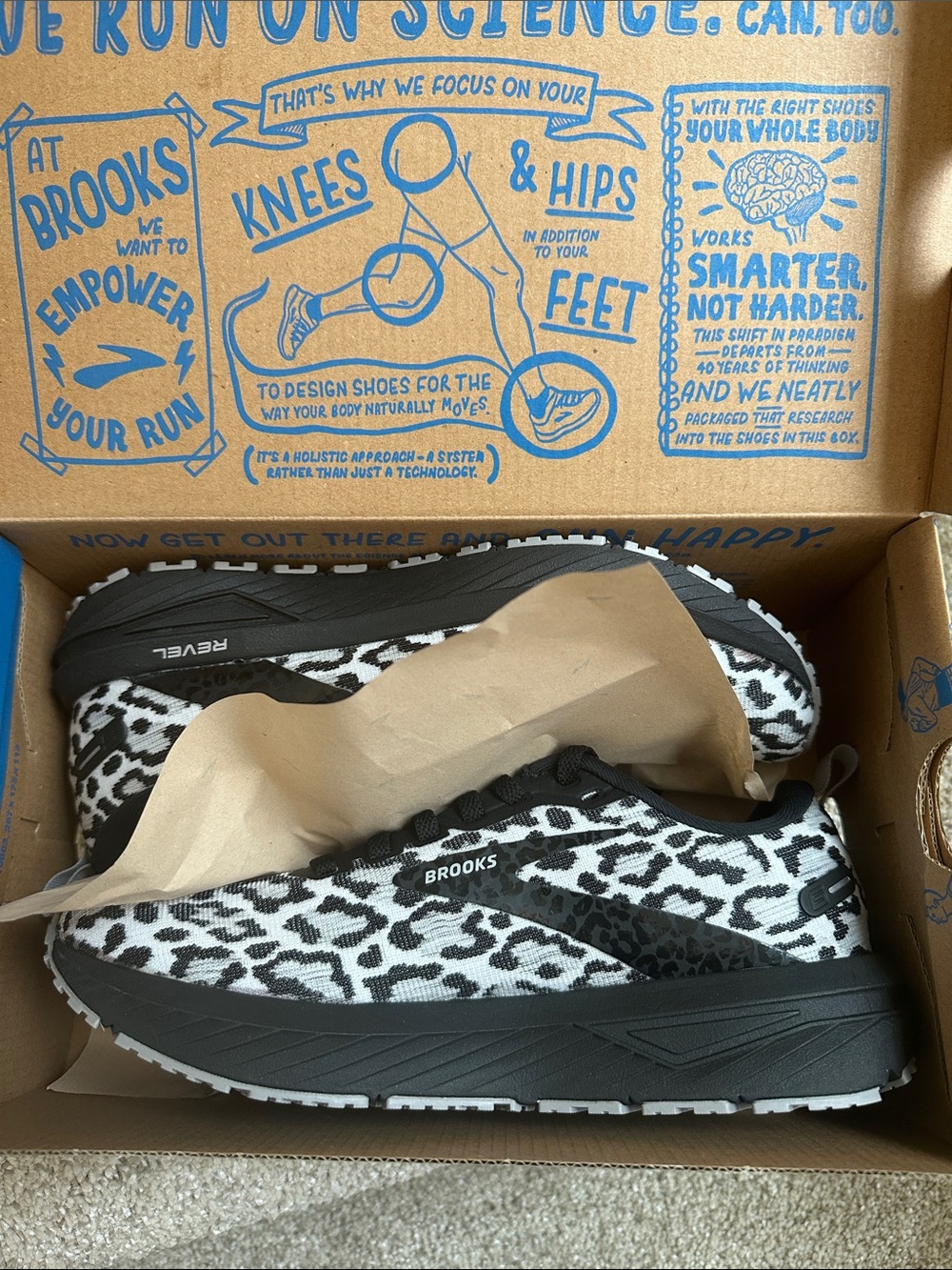 Brooks Revel 6 Leopard Print Running Sneakers - Black & White - Picture 5 of 5